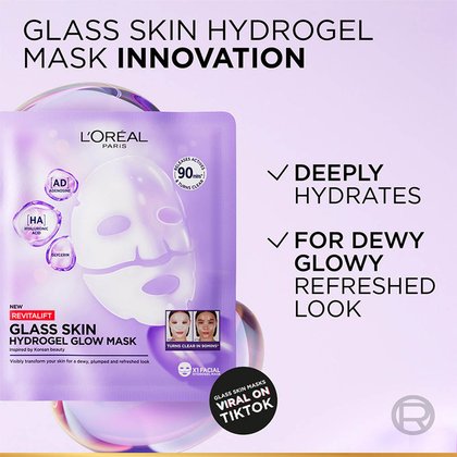 4 REVITALIFT GLASS SKIN HYDROGEL GLOW MASK 1PC